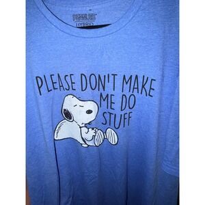 Peanuts Snoopy Graphic T-Shirt Mens XXL Blue Please Dont Make Me Do Stuff NEW